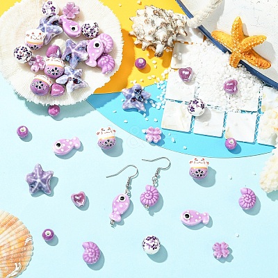 40Pcs 8 Styles Handmade Porcelain Beads PORC-YW0001-80-1