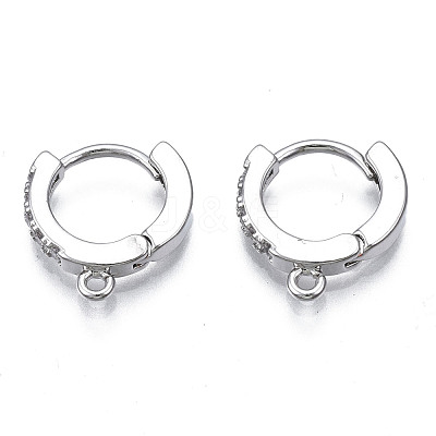Brass Micro Pave Cubic Zirconia Huggie Hoop Earring Findings KK-T063-012P-NF-1