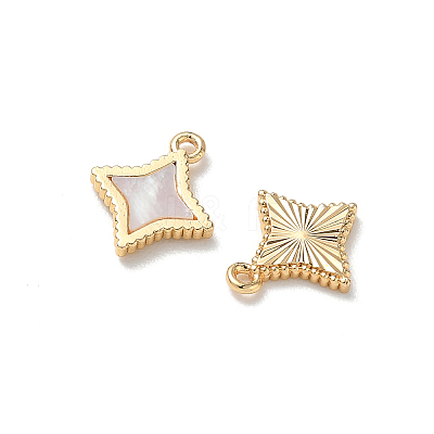 Brass Natural Shell Pendants KK-P355-21G-1
