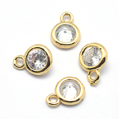Brass Cubic Zirconia Charms KK-J269-C02-G-NR-1