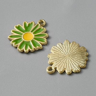 Light Gold Plated Alloy Enamel Pendants ENAM-WH0001-36LG-05-1