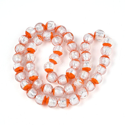 Luminous Handmade Lampwork Silver Foil Beads Strand FOIL-N029-03D-1