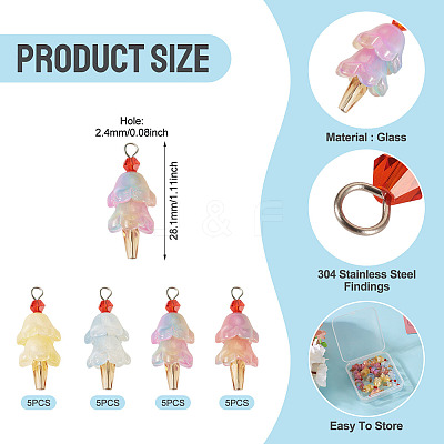 20Pcs 4 Styles Glass Ice Cream Pendants PALLOY-TAC0242-03-1