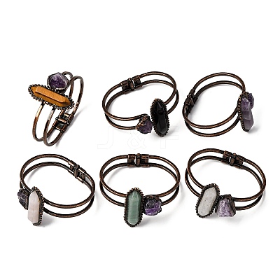 Natural Mixed Gemstone & Amethyst Beads Bangeles G-B150-05R-1