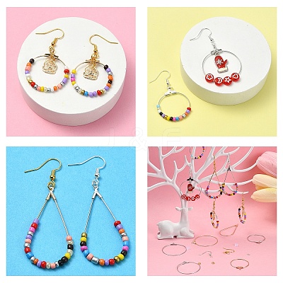 DIY Brass Geometric Hoop Earring Making Kit DIY-YW0008-60-1