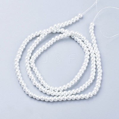 White Glass Pearl Round Loose Beads For Jewelry Necklace Craft Making X-HY-6D-B01-1