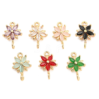 Brass Pave Glass Connector Charms GLAA-A006-05-1