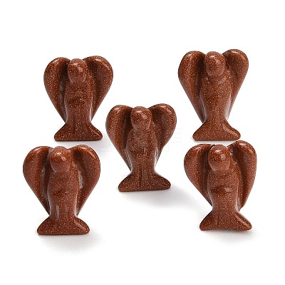 Synthetic Goldstone Gemstone Carved Angle Figurines GG-CBA8396-A15-1