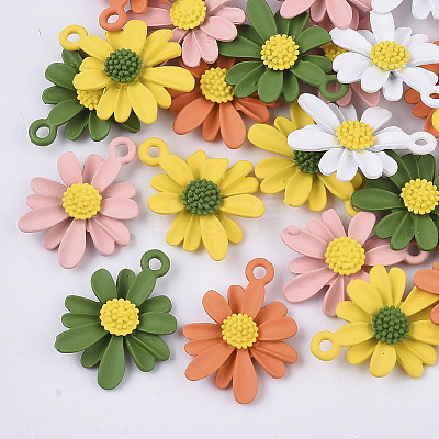 Spray Painted Alloy Pendants X-PALLOY-N0147-04-1