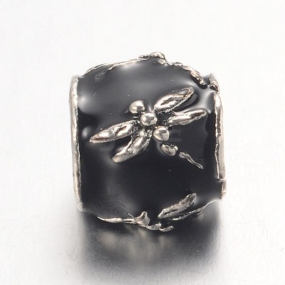 Barrel Large Hole Alloy Enamel European Beads MPDL-L013-10E-1
