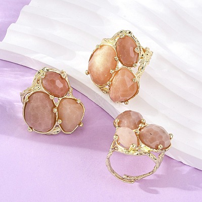 Natural Quartz Cuff Rings RJEW-M076-06G-1