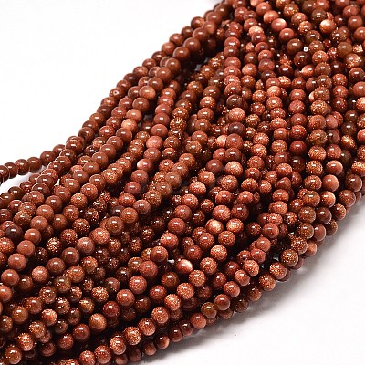 Synthetic Goldstone Round Bead Strands G-P072-02-4mm-1