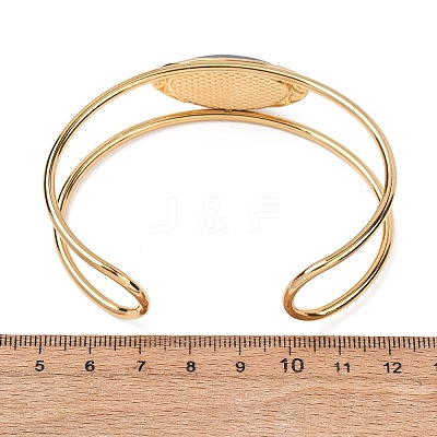 304 Stainless Steel & Nuggets Acrylic Imitation Gemstone Bead Cuff Bangles for Women BJEW-T027-01A-1