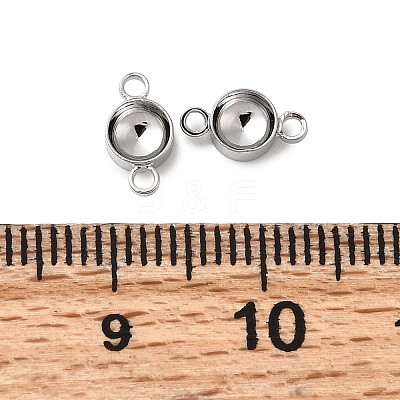Flat Round Brass Rhinestone Connecter Settings KK-P340-06B-P-1