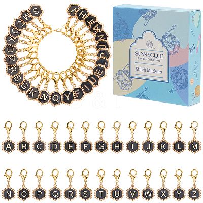 26Pcs Alloy Enamel Pendant Locking Stitch Markers HJEW-SC00139-1