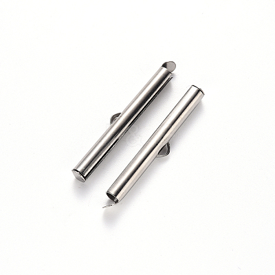 Tarnish Resistant 304 Stainless Steel Slide On End Clasp Tubes X-STAS-S115-01J-P-1