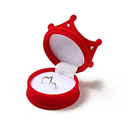 Flocking Plastic Crown Finger Ring Boxes CON-B008-01B-1