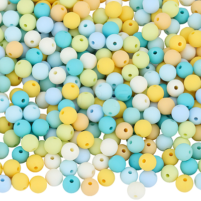 500Pcs Rubberized Style Imitated Silicone Acrylic Beads MACR-SP0001-07F-1