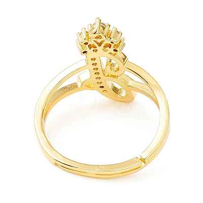 Clear Cubic Zirconia Initial Letter with Crown Adjustable Ring RJEW-M139-17J-1