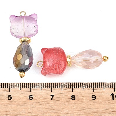 8Pcs Electroplate Glass Pendants PALLOY-JF03241-1
