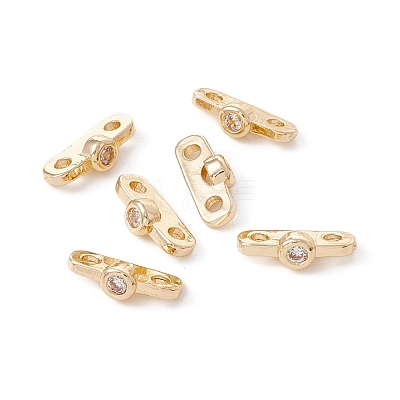 Rack Plating Brass Pave Clear Cubic Zirconia Connector Charms KK-G433-04LG-1