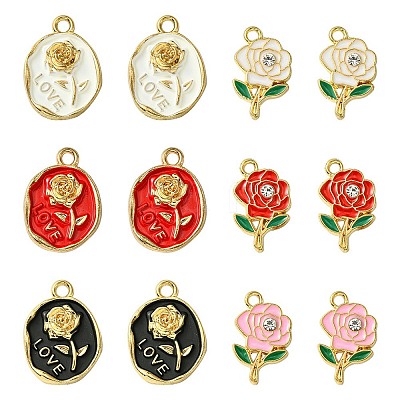 12Pcs 6 Styles Alloy Enamel Pendants FIND-FS0002-05-1