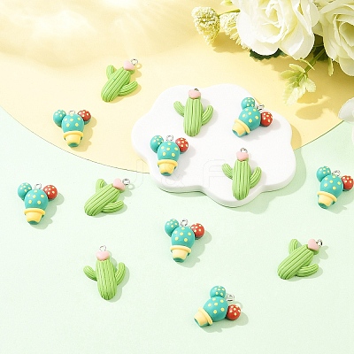 10Pcs 2 Styles Opaque Resin Plant Pendants RESI-YW0005-66-1