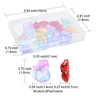 30Pcs 6 Colors Transparent Spray Painted Glass Pendants GLAA-FS0001-28-1