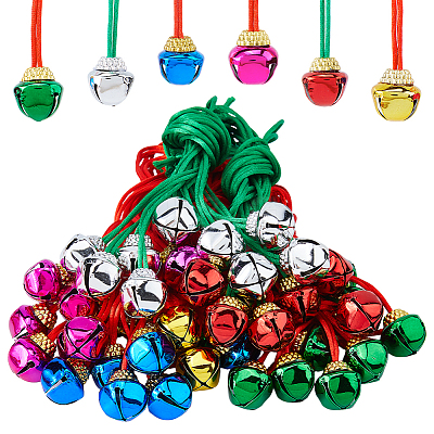 60Pcs 6 Colors Iron Bell Pendant Decorations AJEW-ME0002-50-1
