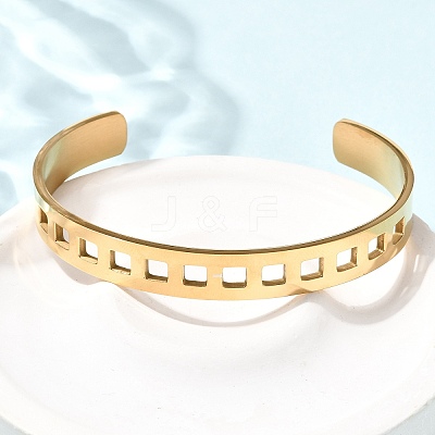 304 Stainless Steel Cutout Cuff Bangles for Women BJEW-H644-11G-1
