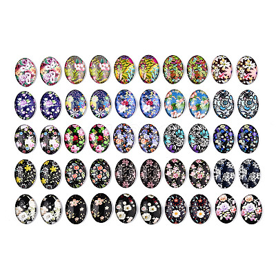 Flatback Glass Cabochons GGLA-WH0034-05-1