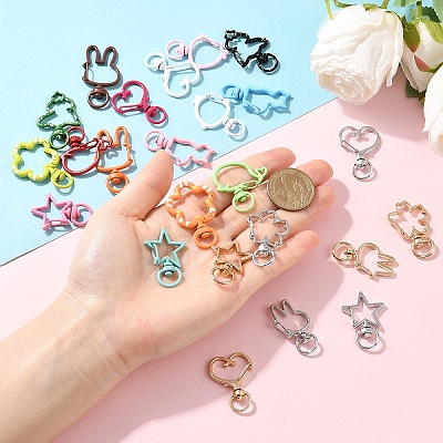 16Pcs 8 Styles Alloy Swivel Snap Hook Clasps FIND-YW0009-26-1