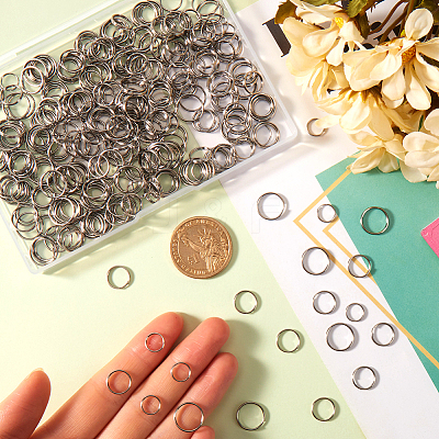 600Pcs 3 Styles 304 Stainless Steel Split Rings STAS-SP0001-64-1
