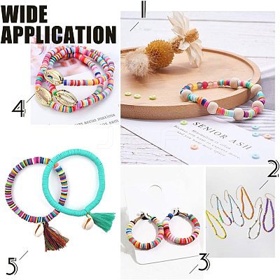 Flat Round Handmade Polymer Clay Bead Spacers CLAY-R067-4.0mm-14-1