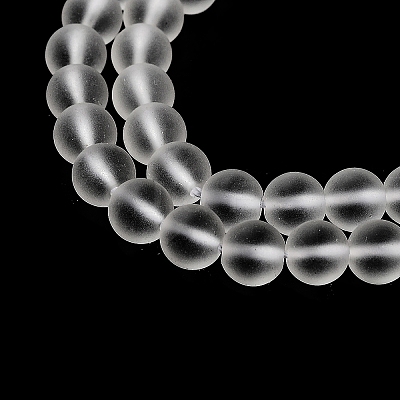 Frosted Natural Quartz Crystal Round Bead Strandsl G-N0120-44-6mm-1