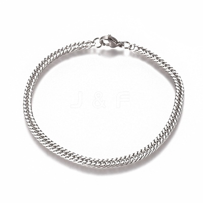 Tarnish Resistant Men's Cuban Link Chain Bracelets BJEW-E369-15B-1