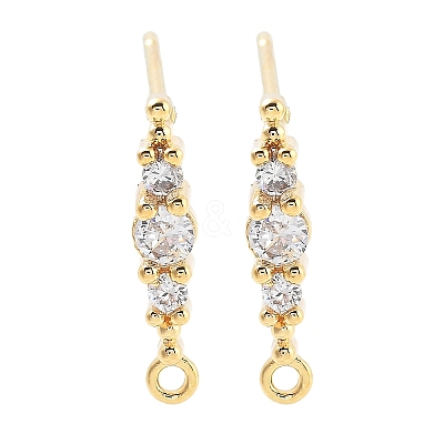 Brass Clear Cubic Zirconia Stud Earring Findings LS-KK-A238-02C-G-1