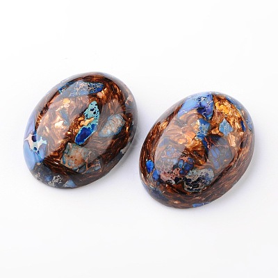 Assembled Synthetic Bronzite and Imperial Jasper Cabochons G-F224-01-1