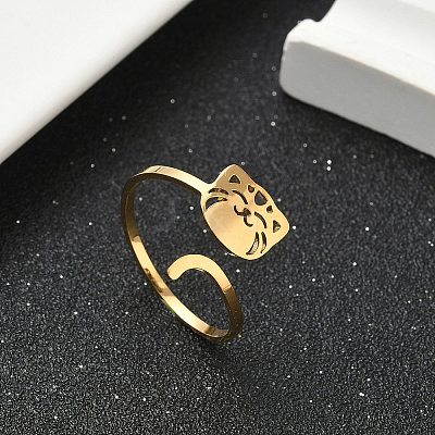 304 Stainless Steel Cuff Rings for Women RJEW-F195-02G-1