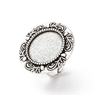Vintage Adjustable Iron Finger Ring Components Alloy Cabochon Bezel Settings PALLOY-O039-08AS-1