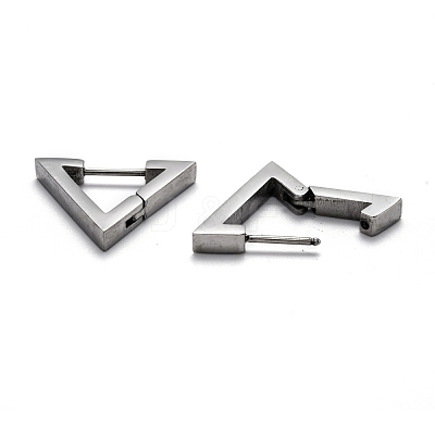 Tarnish Resistant 304 Stainless Steel Triangle Huggie Hoop Earrings STAS-H156-02A-P-1