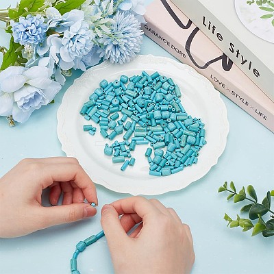 339Pcs 7 Sizes Synthetic Turquoise Beads G-AR0006-10-1