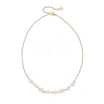 2Pcs 2 Colors Crackle Glass Rondelle Beaded Necklaces NJEW-JN05485-1