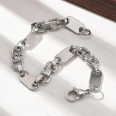 304 Stainless Steel Oval Link Chain Bracelets for Women Men BJEW-A033-04P-1