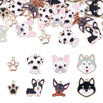 32Pcs 8 Styles Alloy Enamel Pendants ENAM-TA0004-18-1