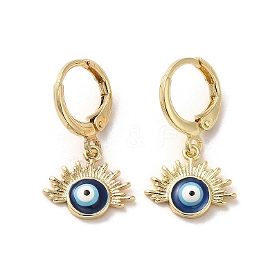 Evil Eye Golden Brass Dangle Leverback Earrings EJEW-Q797-25G-1