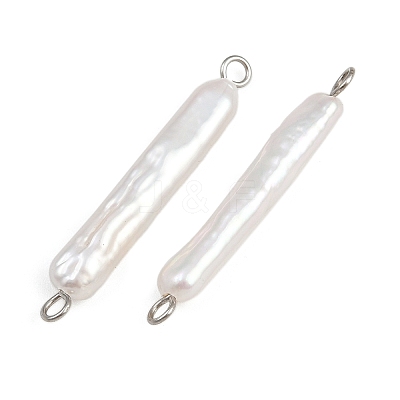 Natural Freshwater Pearl Keshi Pearl Stick Connector Charms STAS-D378-11P-1