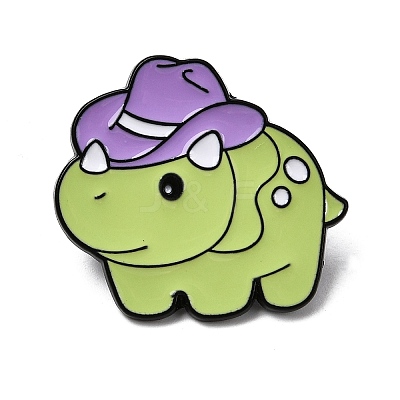 Triceratops Dinosaur with Hat Enamel Pins JEWB-D310-08EB-02-1