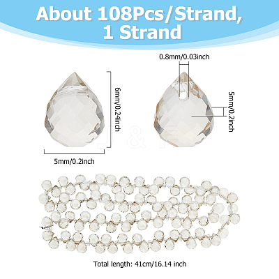 Electroplate Transparent Glass Beads Strands EGLA-FI0001-01A-1