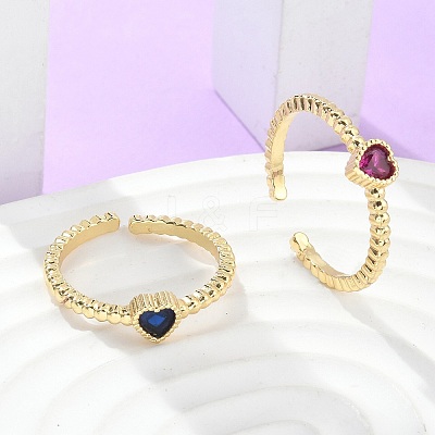 Brass Micro Pave Cubic Zirconia Cuff Rings RJEW-M138-11G-1